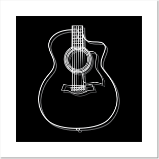 Auditorium Style Acoustic Guitar Body Outline Dark Theme Posters and Art